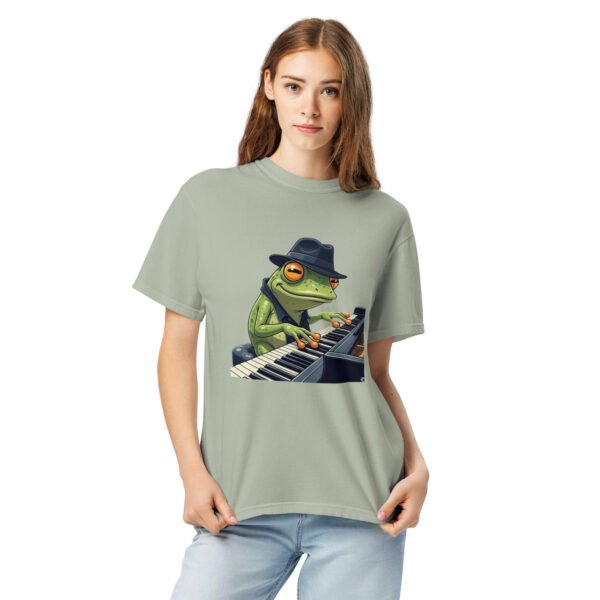 Frog on Piano: Unisex garment-dyed heavyweight t-shirt - Image 7