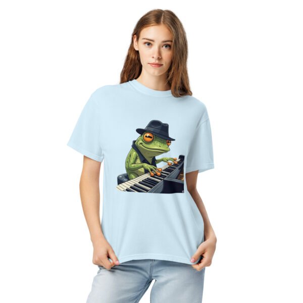 Frog on Piano: Unisex garment-dyed heavyweight t-shirt - Image 10