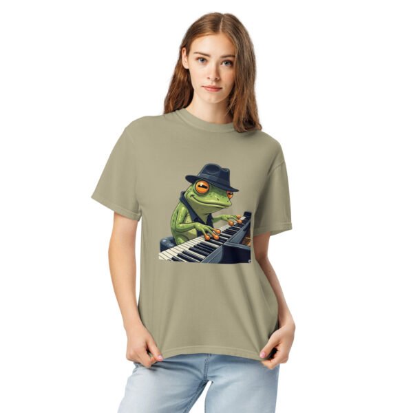 Frog on Piano: Unisex garment-dyed heavyweight t-shirt - Image 5