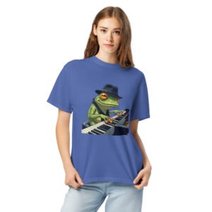 Alternative view of Frog on Piano: Unisex garment-dyed heavyweight t-shirt