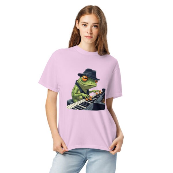 Frog on Piano: Unisex garment-dyed heavyweight t-shirt - Image 8