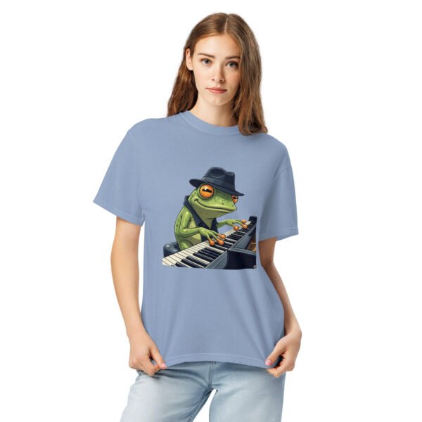 Frog on Piano: Unisex garment-dyed heavyweight t-shirt - Image 6