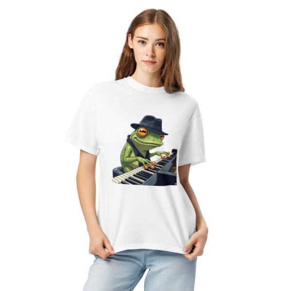Frog on Piano: Unisex garment-dyed heavyweight t-shirt - Image 12