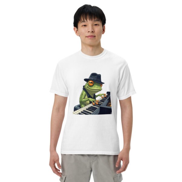 Frog on Piano: Unisex garment-dyed heavyweight t-shirt - Image 46