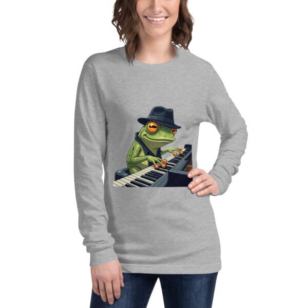 Frog on Piano: Unisex Long Sleeve Tee - Image 9