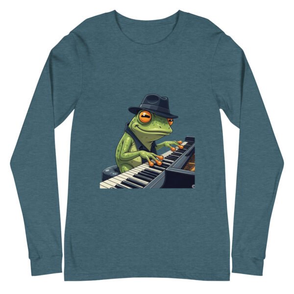 Frog on Piano: Unisex Long Sleeve Tee