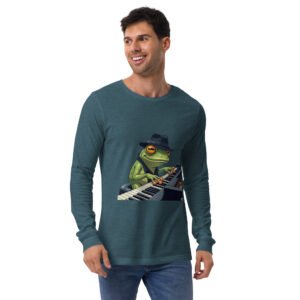 Alternative view of Frog on Piano: Unisex Long Sleeve Tee