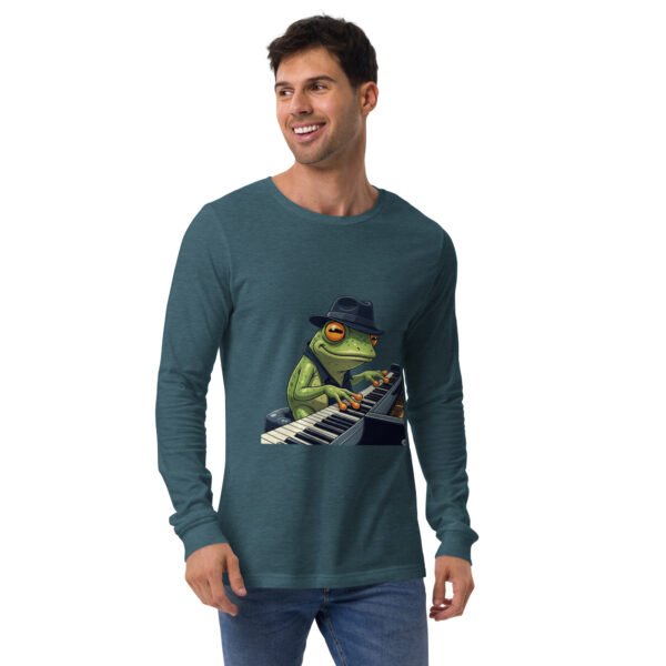Frog on Piano: Unisex Long Sleeve Tee - Image 2