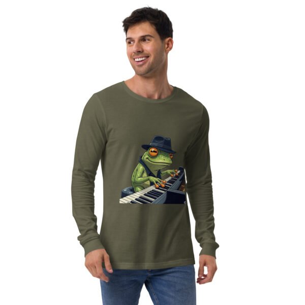 Frog on Piano: Unisex Long Sleeve Tee - Image 4