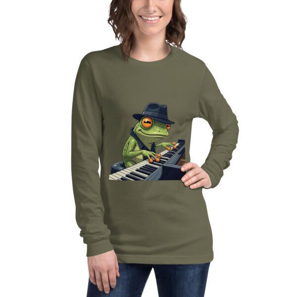 Frog on Piano: Unisex Long Sleeve Tee - Image 5