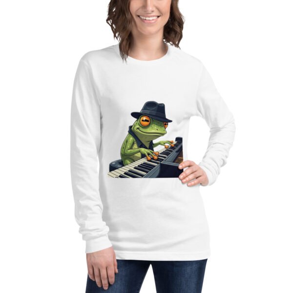 Frog on Piano: Unisex Long Sleeve Tee - Image 13